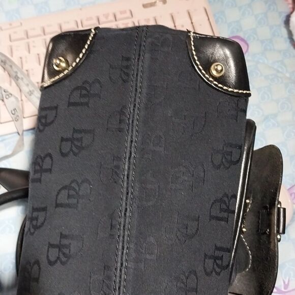Dooney & Burke Black Signature Logo Satchel Leather and Canvas. - Picture 12 of 12